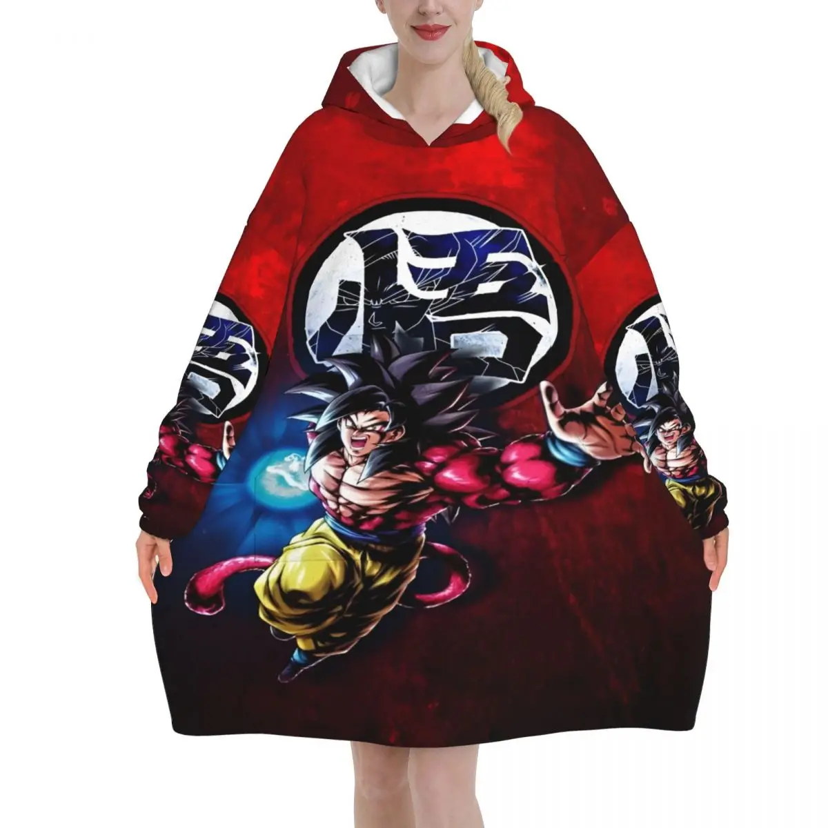 

Негабаритное носимое одеяло Dragon Ball в стиле аниме, зимние подарки для женщин и мужчин, ультрамягкие плюшевые теплые толстовки, одеяла