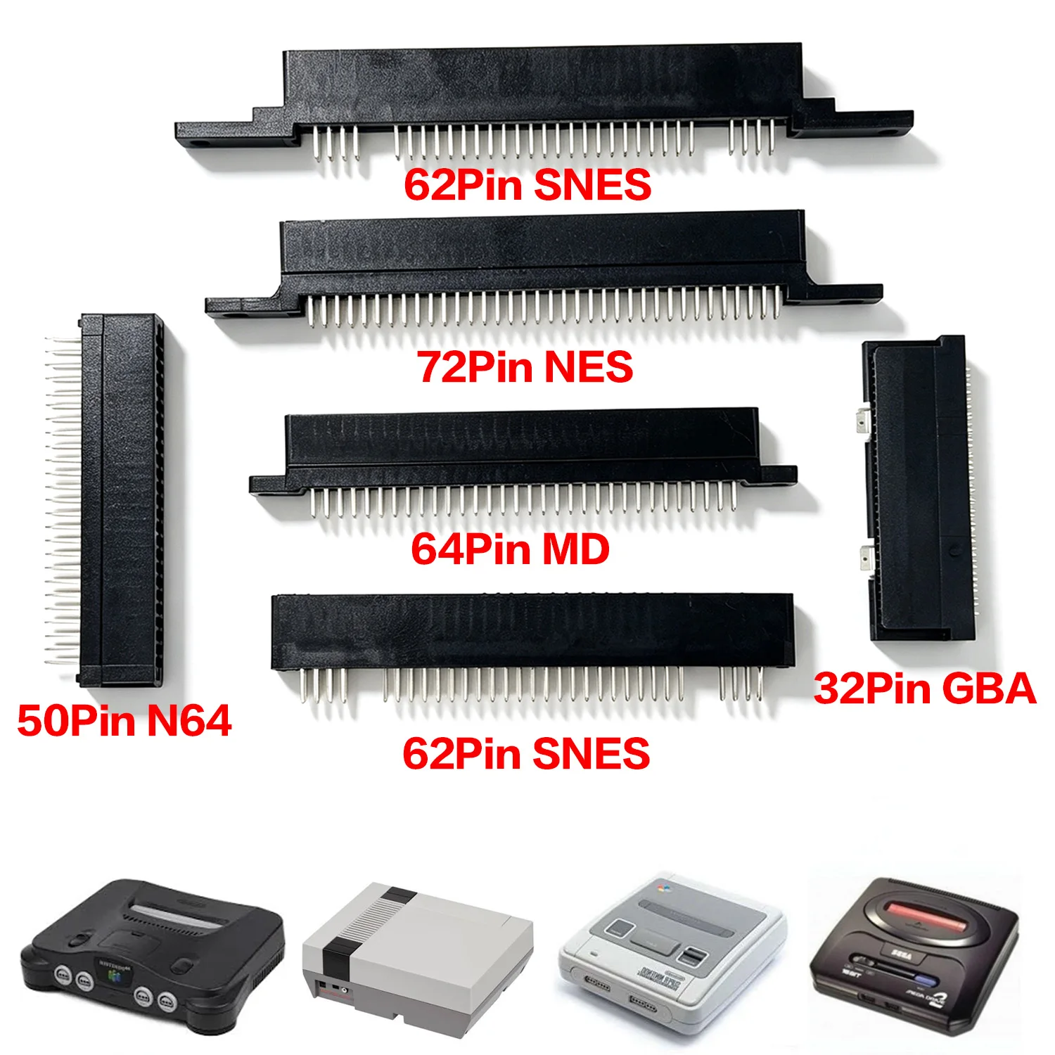 1PCS For SNES N64 SEGA FC Connector Game Card Slot 62pin 50pin 64pin 60pin For SEGA Genesis N64 SNES FC clone console