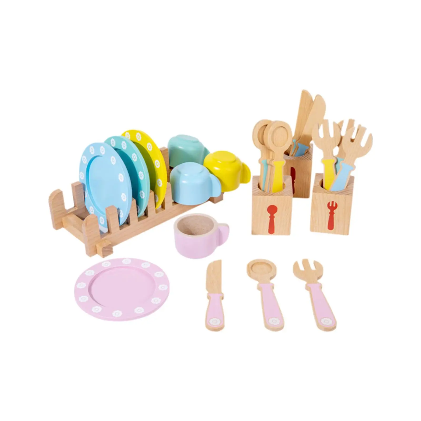 Play Kitchen Accessories Pretend Play Early Educational Tool Realistic Play Plates and Dishes for 3 4 5 6 7+ Years Old Gift