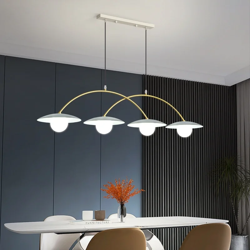 

Minimally modern curved iron chandelier designer dining table bar counter dining room pendant light decoration lighting fixtures