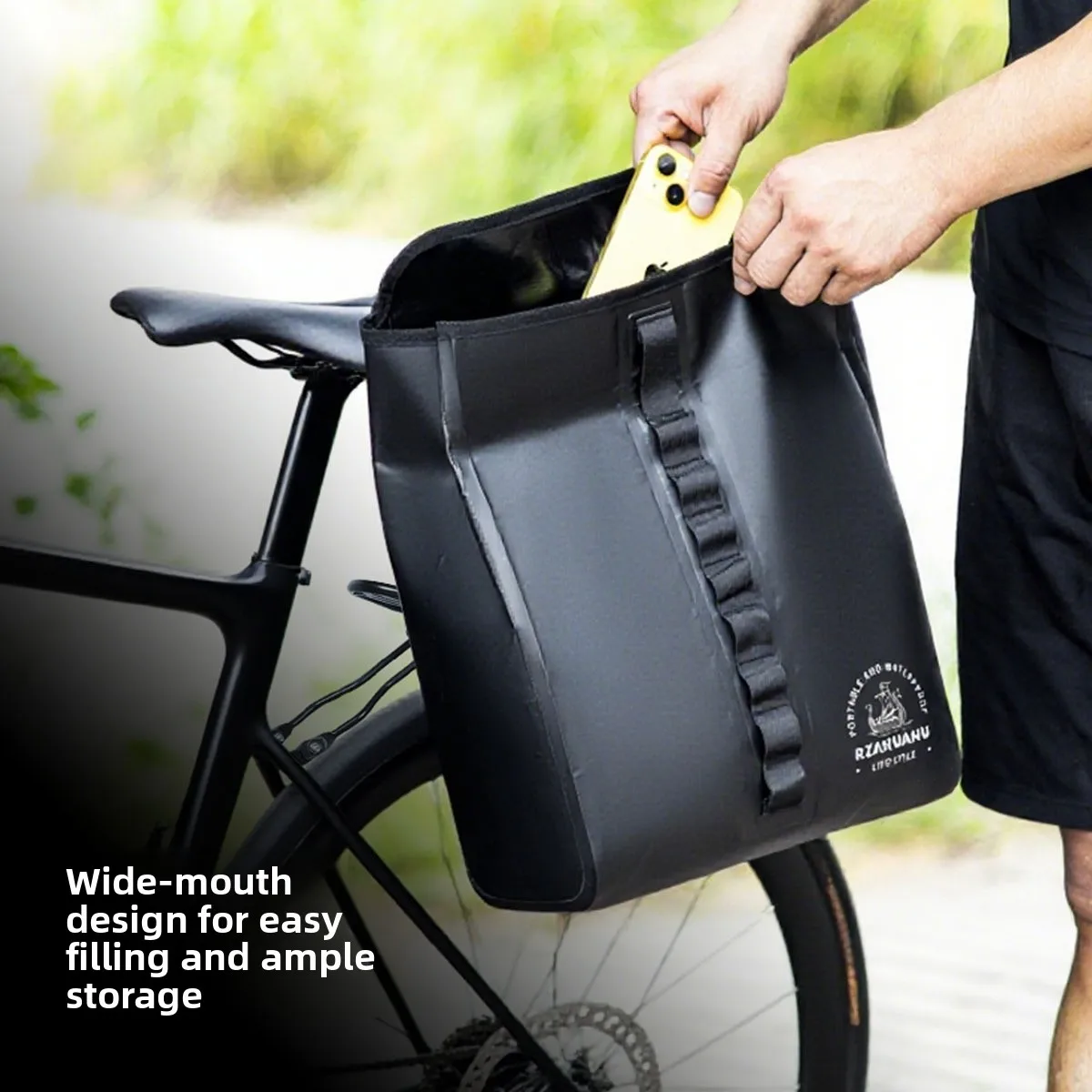 

Waterproof Motorcycle Front & Rear Storage Bag - Electric Bike Helmet Charger Organizer - Large Capacity Cycling Pannier for
