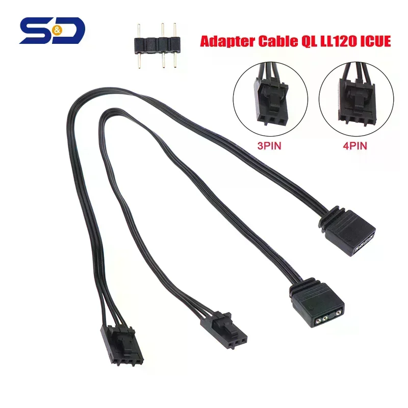 Adapter Cable For Corsair RGB To Standard ARGB 4Pin 3Pin Adapter Connector Pirate Ship Controller Adapter Line QL LL120 ICUE