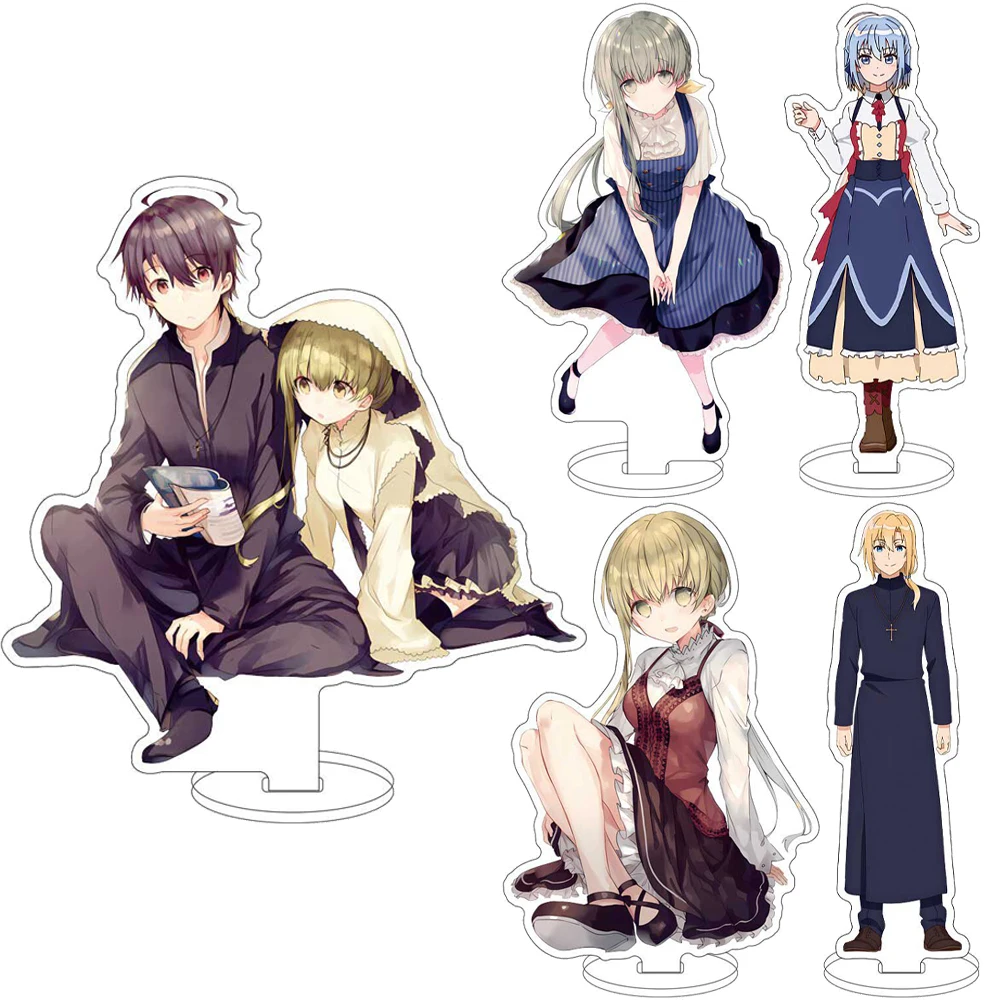 16CM Anime Saint Cecilia & Pastor Lawrence Figure Cecilia Lawrence‌ Abel‌ Hazelitta Mel Acrylic Stand Cos Ornaments Gifts