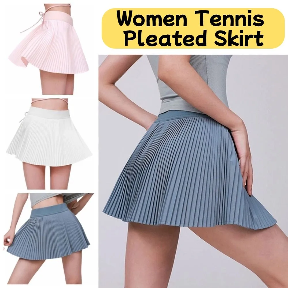 

High Waist Summer Sport Skirt Quick Dry Anti-flash Women Golf Athletic Skirts Double Layer with Inner Lining