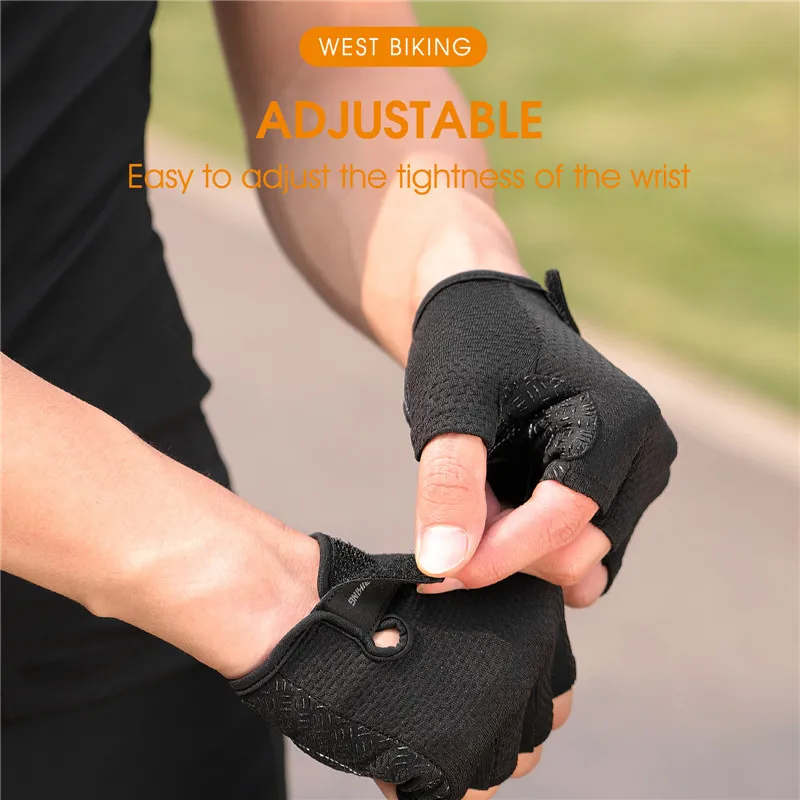 

WEST BIKING Half Finger Gloves SBR Palm Pads Breathable Anti-shock Cycling Gloves High Elasticity Fitness Bicycle Gloves