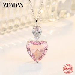 ZDADAN-collar de plata 925 con circonita rosa para mujer, cadenas, joyería de moda