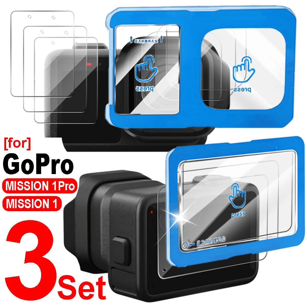 For GoPro Mission 1/1PRO Easy Installation Screen Protector Tempered Glass Action Camera Protective Film One-tap Installation