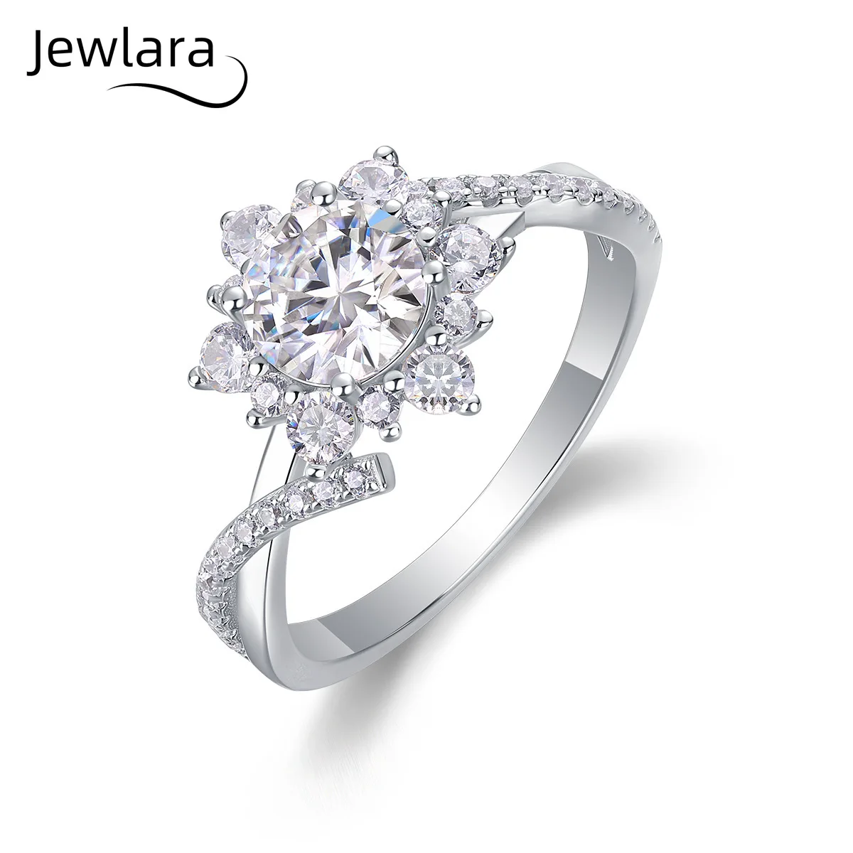 

Jewlara D Color Genuine S925 Silver Moissanite Ring Six-claw Group Ring New Closed Rings