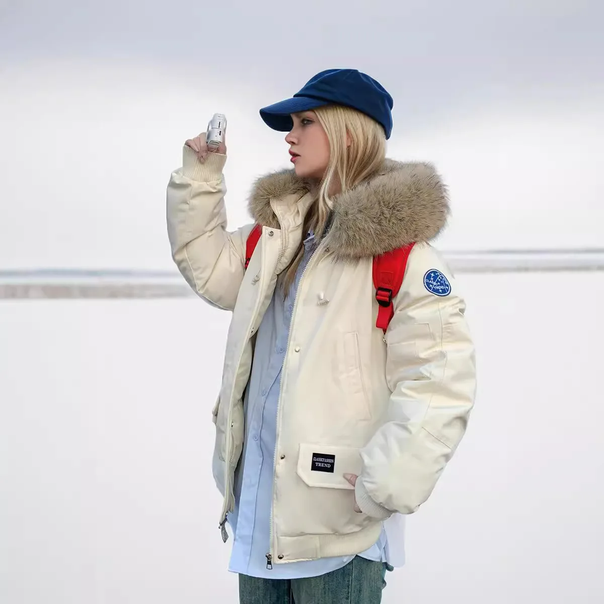 

2025 Winter Jacket Women Parka Coat Female Fur Collar Hooded Pockets Parkas Cotton Jacket Warm Snow Wear Padded Clothes For Lady