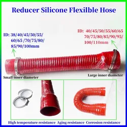 Reductor Universal de diámetro Variable, tubo de radiador de manguera Flexible de silicona para entrada de aire, alta presión y alta temperatura, Color Rojo