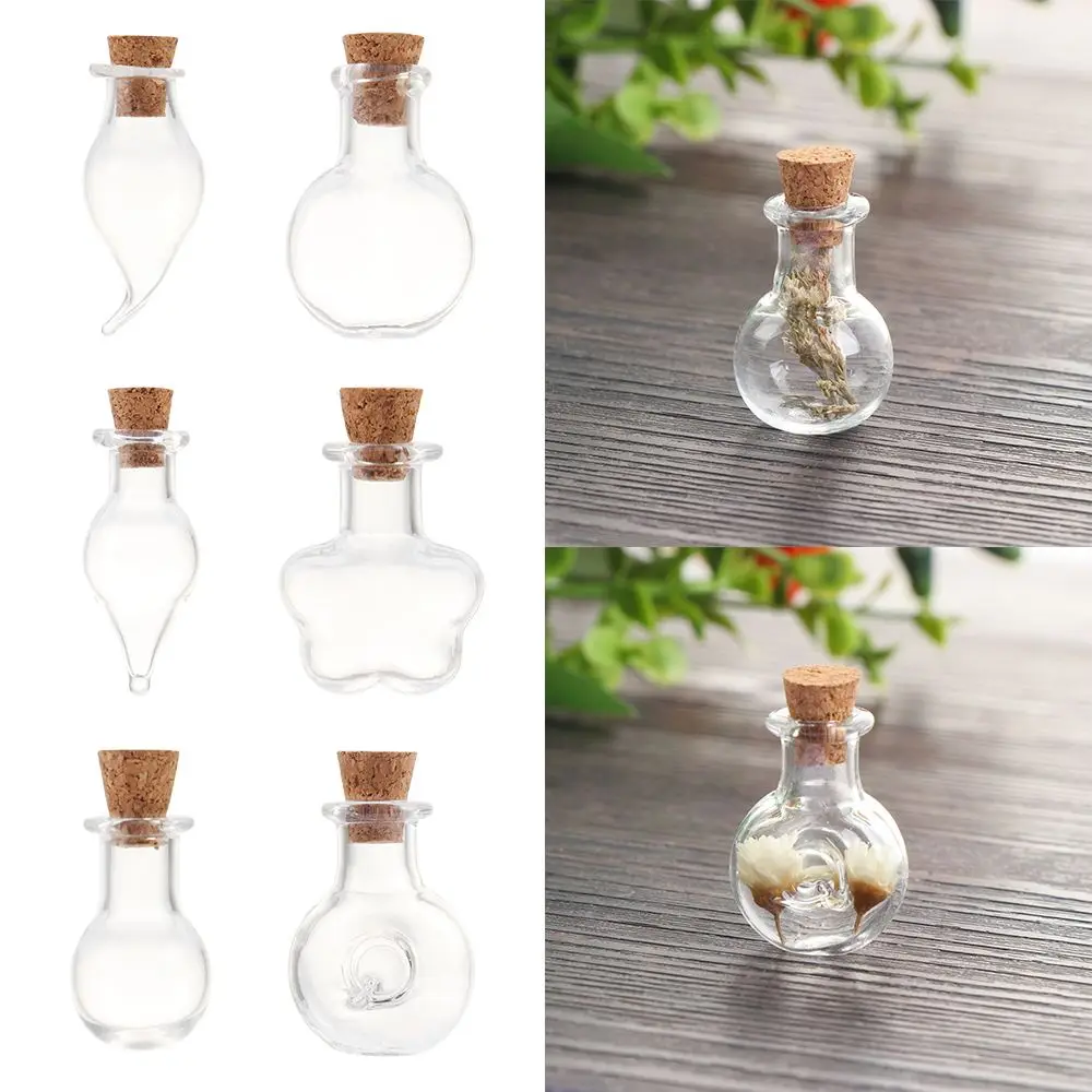 5pcs Mini Glass Cork Bottles Empty Sample Jars Wishing Bottle Wedding Home Decoration DIY Pendants Cork Stopper Storage Vial