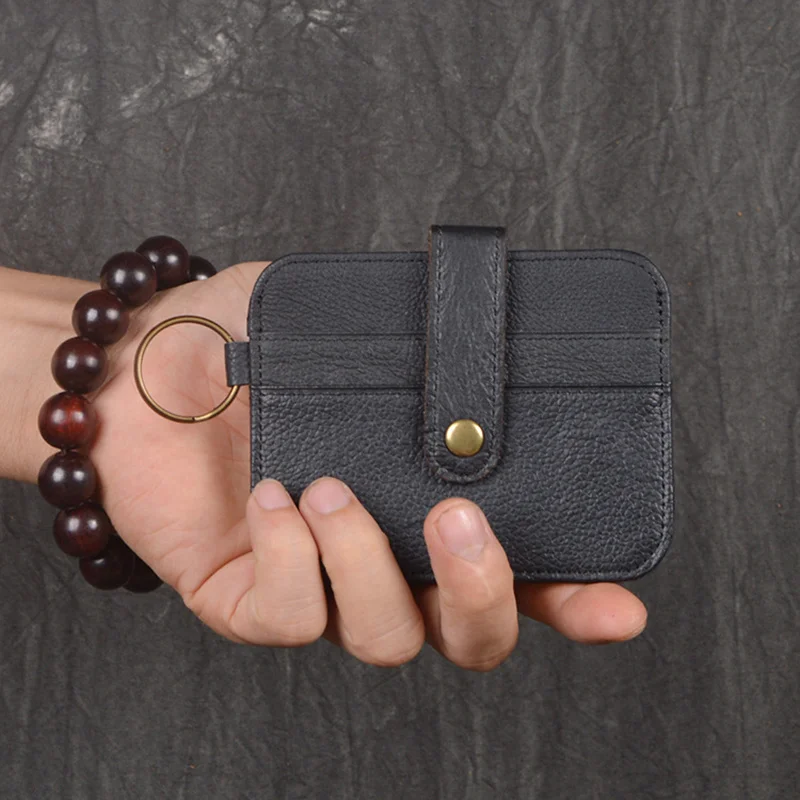 Dompet kartu kredit kulit sapi asli pria wanita, dompet banyak slot koin Vintage untuk pria dan wanita