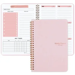 New Weekly Planner Undated Spiral Agenda A5 Notebook Planner Pouch 52 settimane Planner pianificatori cancelleria forniture scolastiche per ufficio