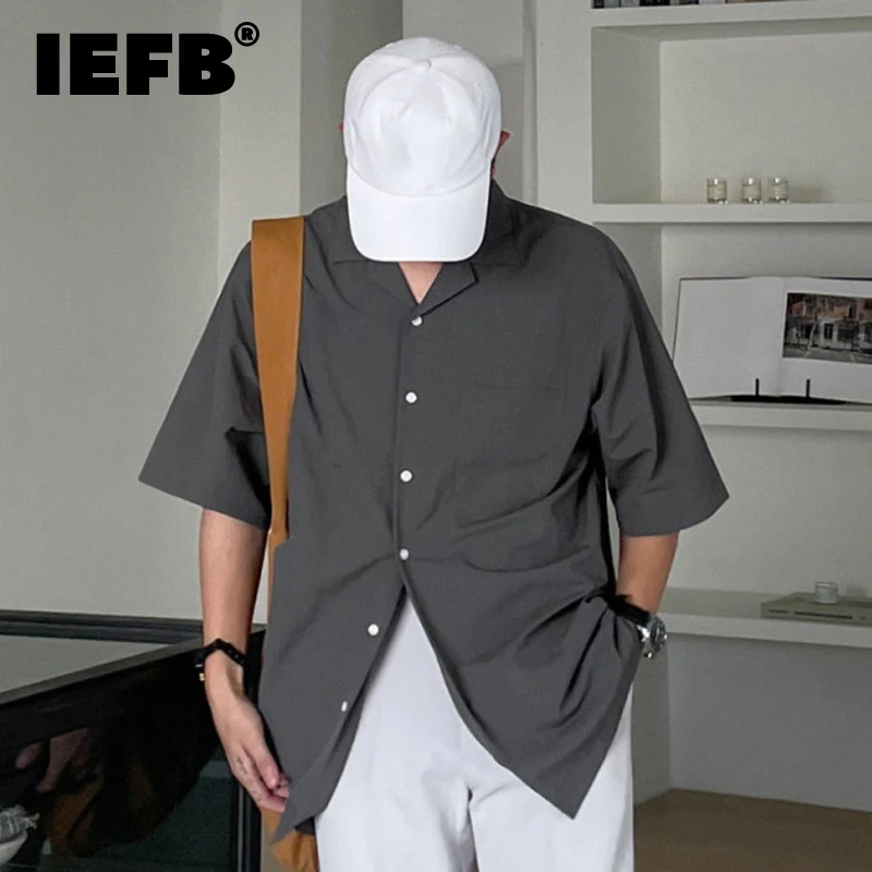 

IEFB Korean Style Loose Men's Shirt Turn-down Collar Single Breasted New Fashion Short Sleeve Male Shirts Summmer 2024 9C6051