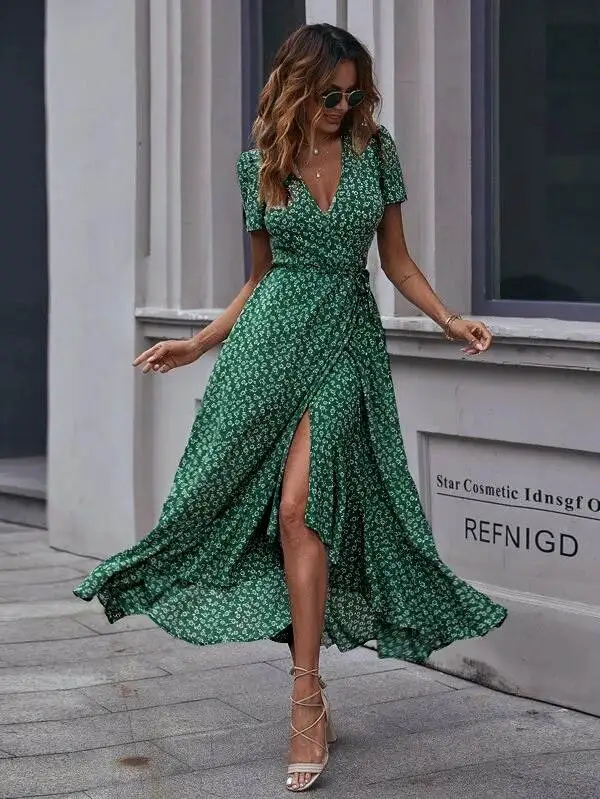 

Уличная сексуальная юбка с цветочным принтом V-Ne ort Sve Wrap Bust, повседневная юбка Par Dr, Новое поступление, женская модная одежда