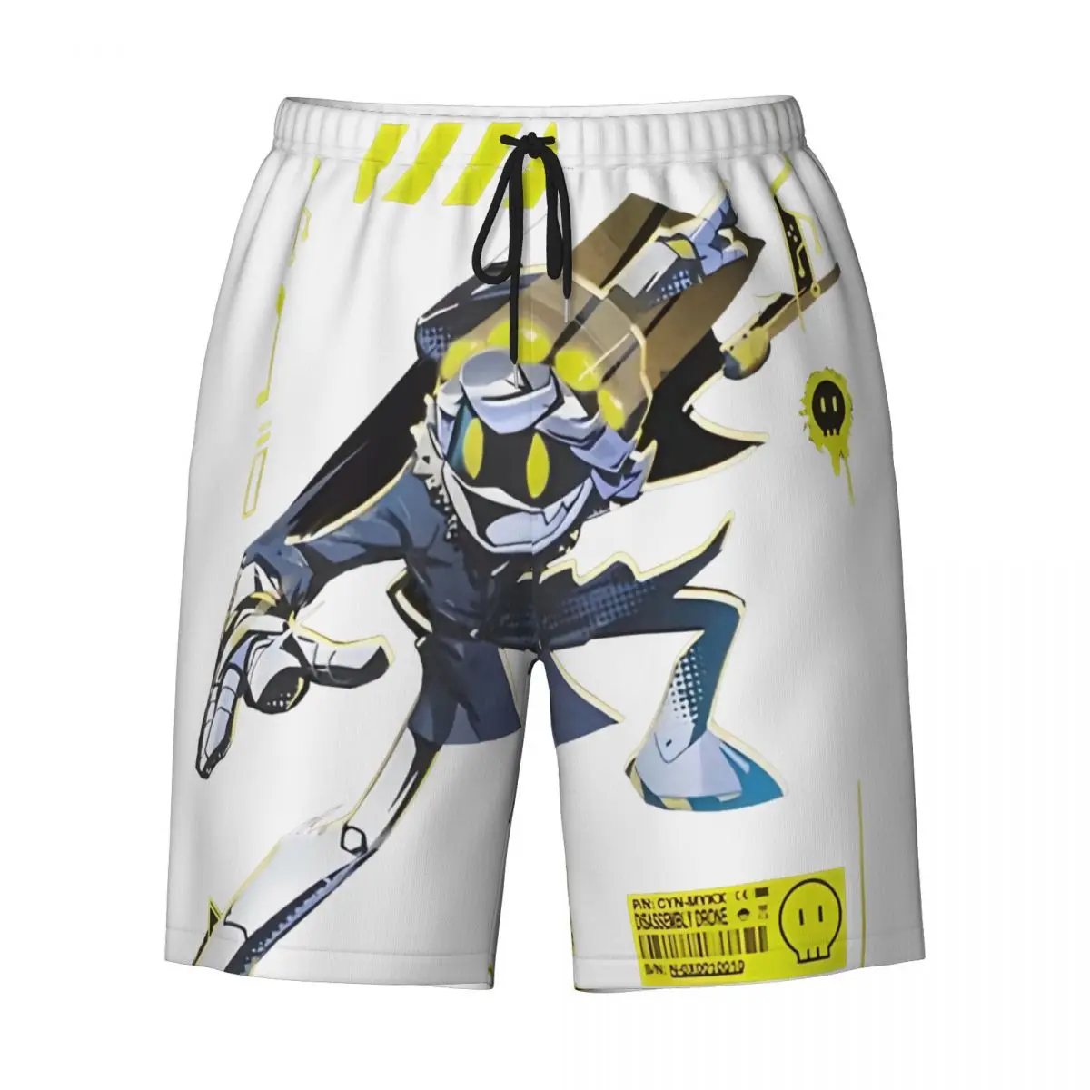 ฆาตกรรม Drones Uzi กางเกงขาสั้นฤดูร้อนการ์ตูนอะนิเมะกีฬาสั้นกางเกงผู้ชาย Fast Dryid ฮาวายขนาดใหญ่กางเกงชายหาด