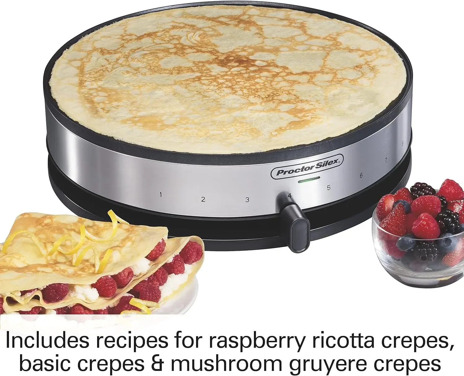 Crêpière électrique antiarina avec contrôle de la température, plaque chauffante pour œufs, omelettes et quesadillas, tasse à pâte, 38400 pièces, 13 po