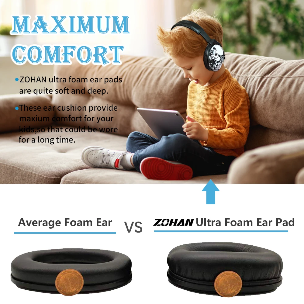 ZOHAN الاطفال حماية الأذن غطاء للأذنين سلامة إلغاء الضوضاء سماعات للأطفال التوحد طفل الأذن حامي الألعاب النارية الجمجمة