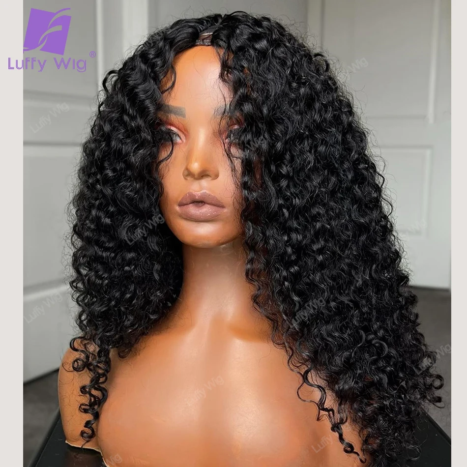 Kinky Curly V Part Wig Human Hair No Leave Out Brazilian Remy VPart Human Hair Wigs 180Density Glueless For Black Women LUFFY