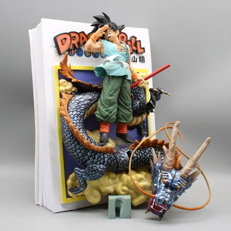 

28cm Anime Son Goku Dragon Ball Figurine Title Page Platform Goodbye Son Goku Action Figure GK Desktop Statue Model Toys Gifts