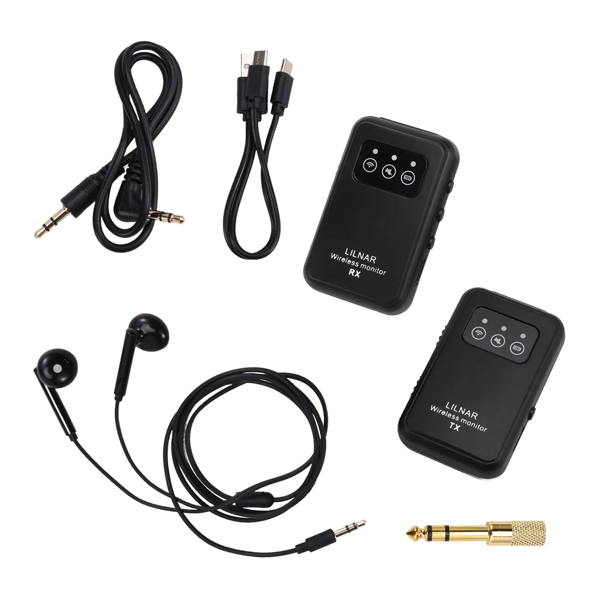 Wireless In-Ear Monitoring System Stage Playback 2.4G Headphones Rechargeable Transmitter, Receiver Support Stereo Mono