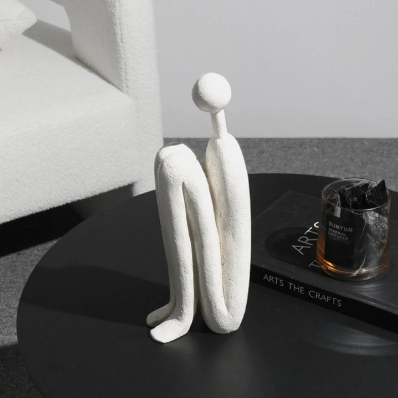 Modern Figure Figurines Minimalist Stick Figure Miniatures Luxury Cartoon Art Resin Figurine Home Decorative Desktop Statue
