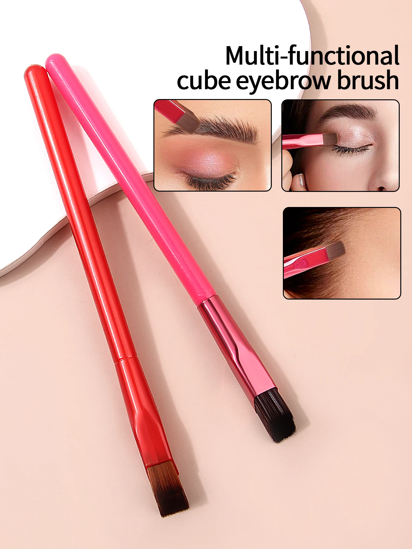 2Pcs Wild Eyebrow Brush Multifunction Simulated Eyebrow Hair Makeup Brush Square Stereoscopic Painting Hairline Eyebrow Artifact