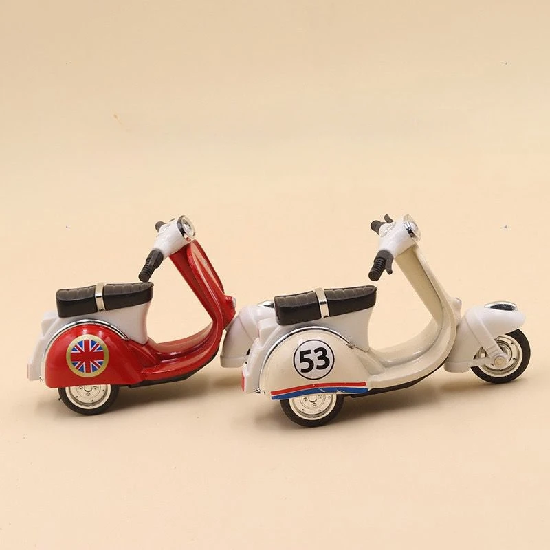 

1:43 Mini Alloy Plastic Tricycle Retro Simulation Three Wheeled Motorcycle Toy Takeaway Motorcycle Model Figure Toys for Kids