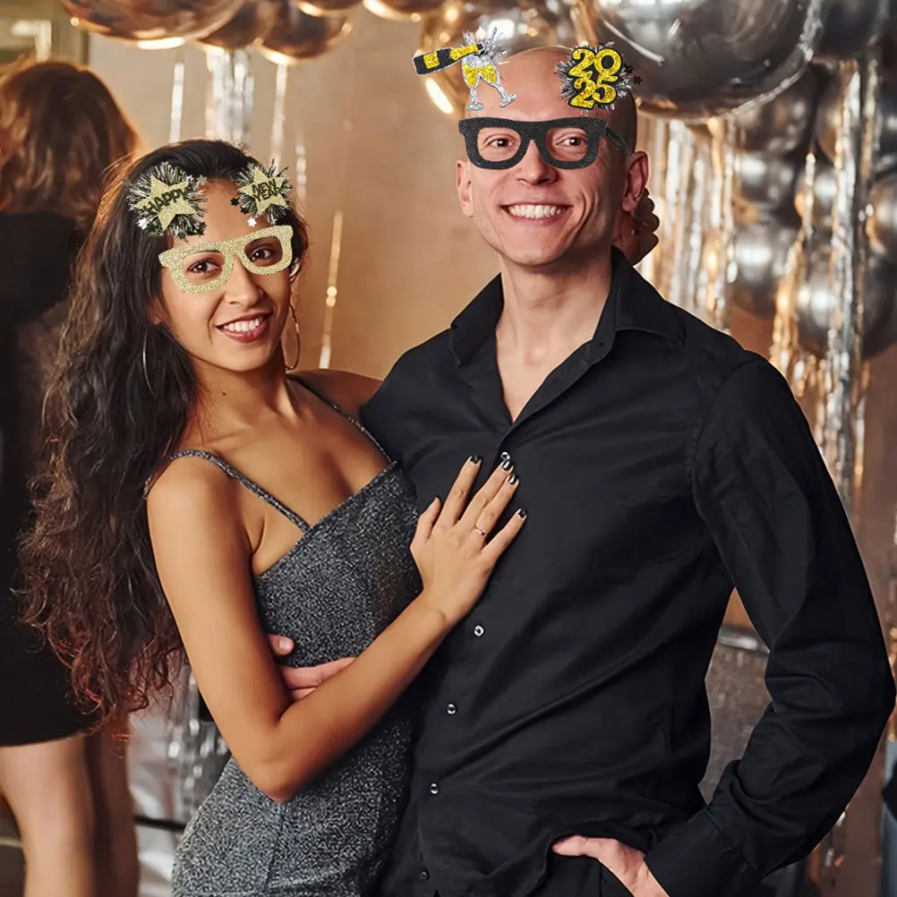 

6Pcs New Year Glasses Lightweight Unique Plastic Party Eyewear Comfortable 2025 Photo Props New Years Glasses 2025 Eye Wear