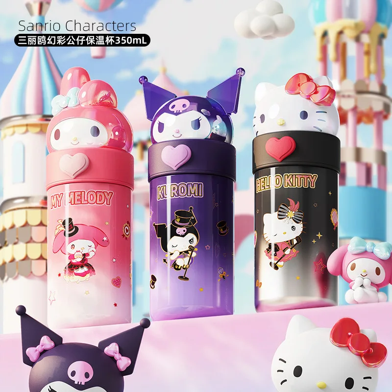 

2024 Sanrio Kuromi Hello Kitty My Melody Colorful Kawaii Insulation Hot Water Cup 316 Cute Children Girl Gift Thermos Bottle