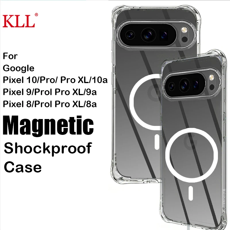 

Прозрачный магнитный чехол Magsafe для беспроводной зарядки Google Pixel 11 10 9 Pro XL 10A 9A 8A, противоударный чехол