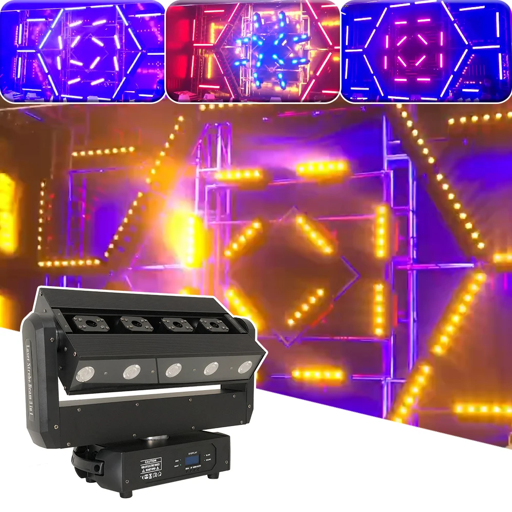 YUER NEW 4 Eyes Laser Strobe Beam 3in1 Light Disco Running Horse Strobe Sacnning LED Beam Laser Light For DJ Concert Club Bar