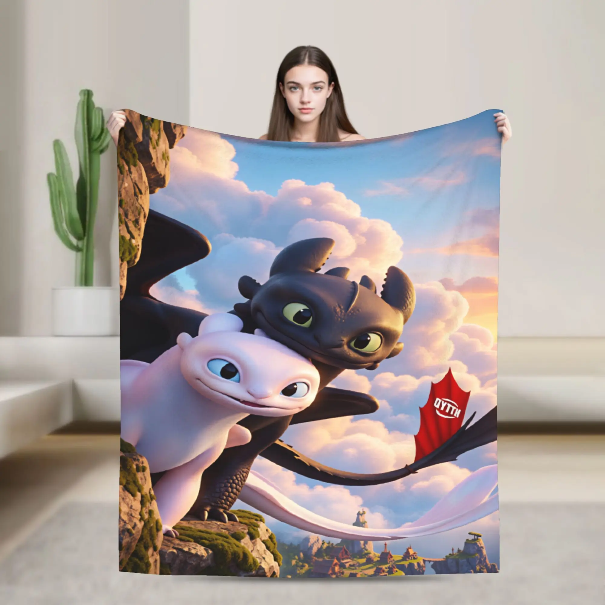 H-How To TT-rain Your Dragon Flannel Blanket  Soft Throw Blanket for  Chair Travel Office Street Trend Bedspread Sofa Bed Cover