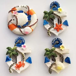 Dominican Republic Travelling Souvenirs Fridge Magnets Boat Anchor Resin Magnetic Stickers for Refrigerator Kawaii Home Decor