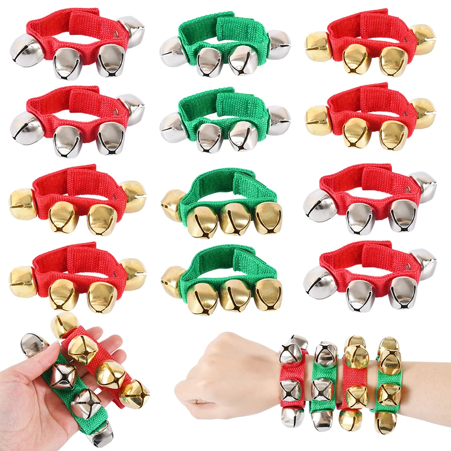 2Pcs Wrist Band Bells Bracelets Kids Jingles Shake Rattles Toy  Performance Props Navidad 2025 Christmas New Year Party Favors