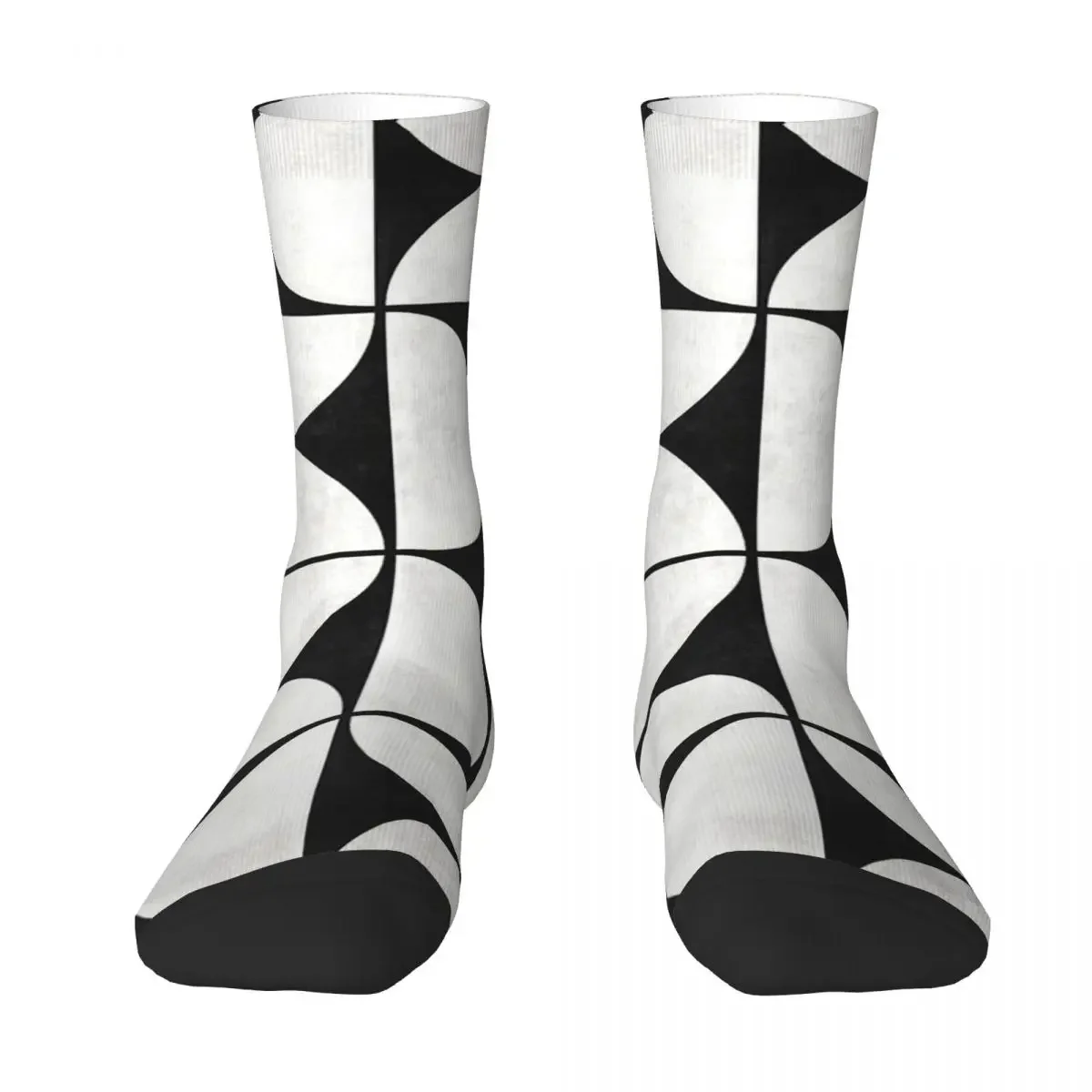 Middle Century Modern Pattern Black And White Concrete Geometric Patterns Socks Shopping 3D Print Boy Girls Mid-calf Sock