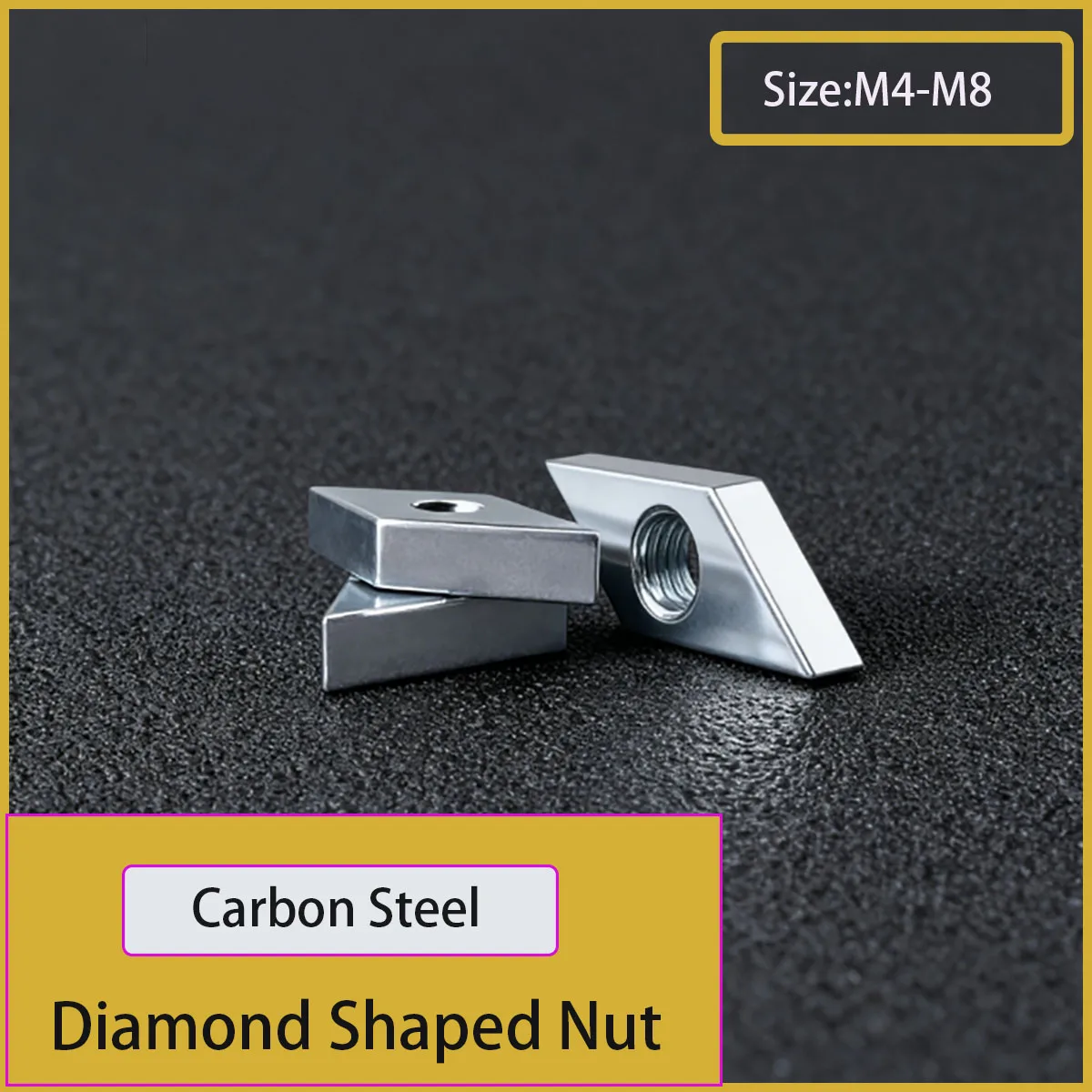 M4 M5 M6 M8 Carbon Steel Galvanized Diamond Shaped Nut Square Nut Aluminum Profile Fittings