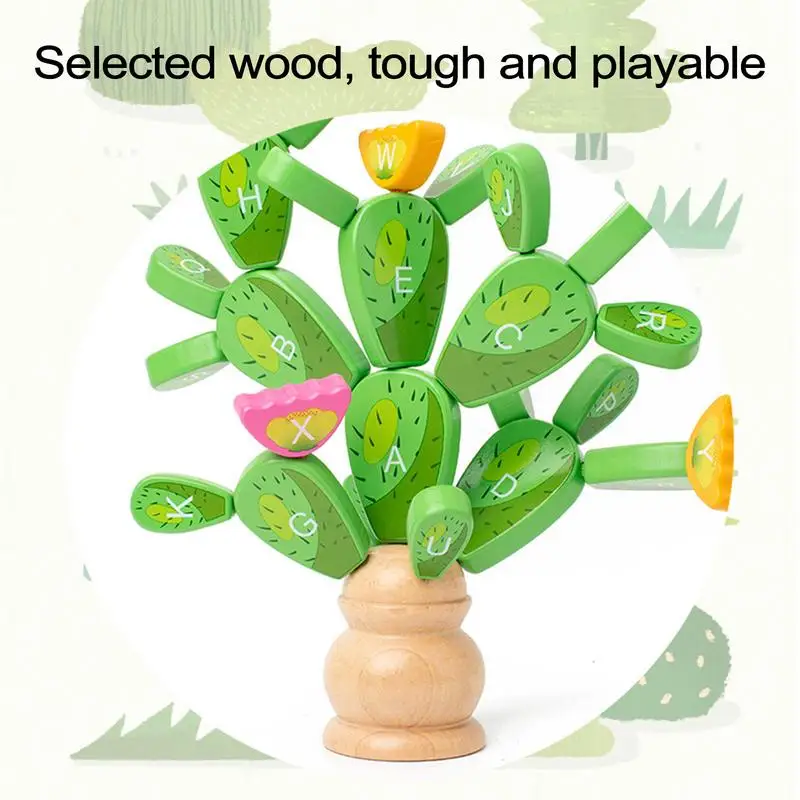 Unique Wooden Sorting Toys Cactus Interactive Learning Game Set Balancing Cactus Educational Toy perfect gift for children