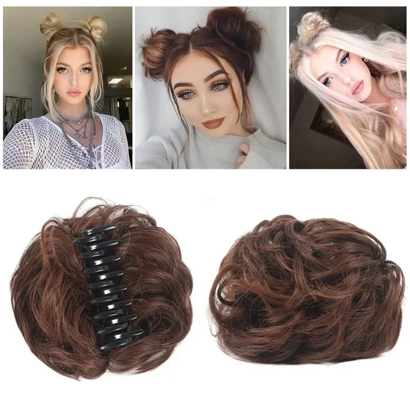 Bun Fake Donut Lengthening Wig Rubber Hair Piece Ladies Braided Bun Hair Clips for Women  Claw Clip  Hair Accessories