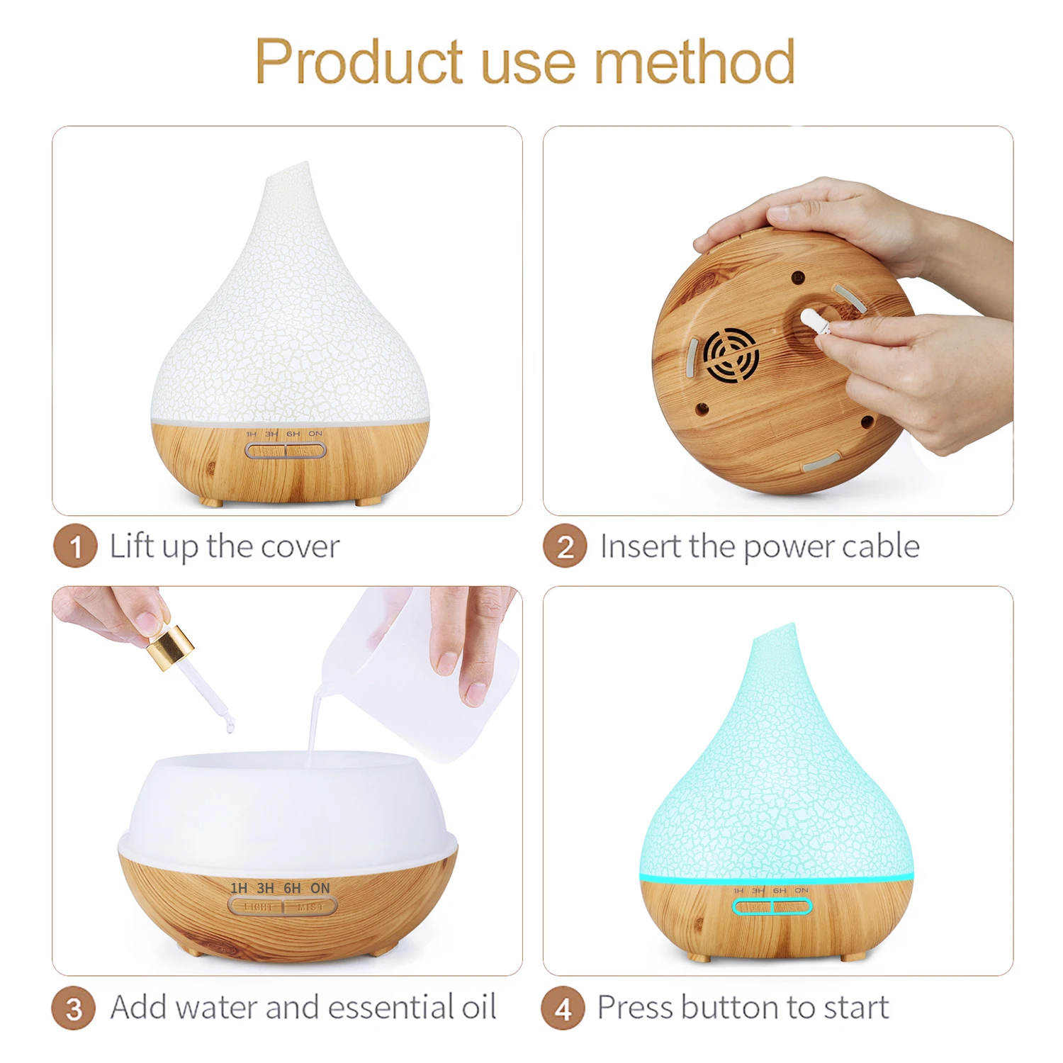 WiFi Smart 400ML Electric Aroma Diffuser Essential Oil Diffuser Air Humidifier Ultrasonic Remote Control Mist Maker Home