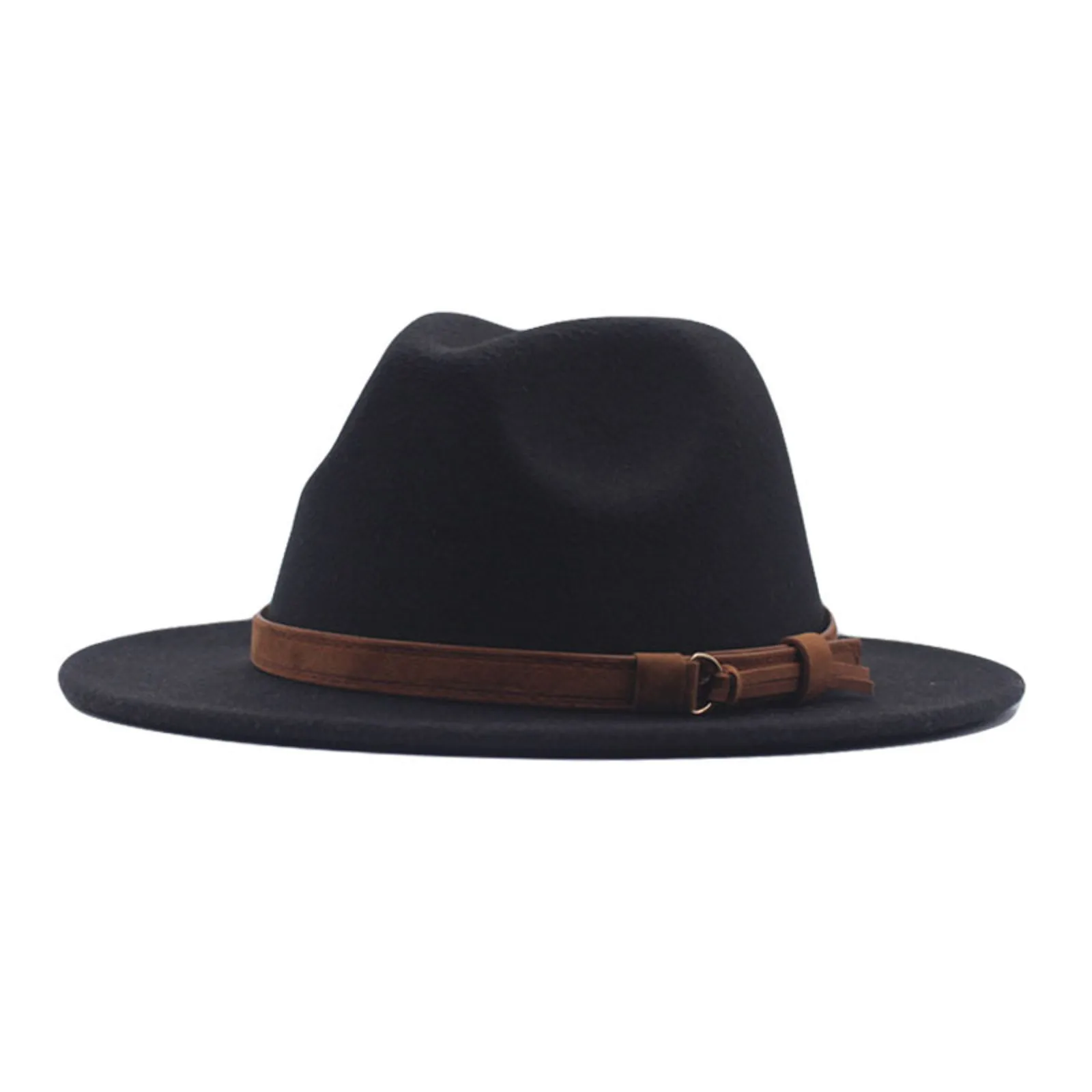 Belt Classic Hat Wool Wide Buckle Floppy Panama Hat Womens Caps Hiking Hats for Men Fedoras simple  cowboy sun Protection caps