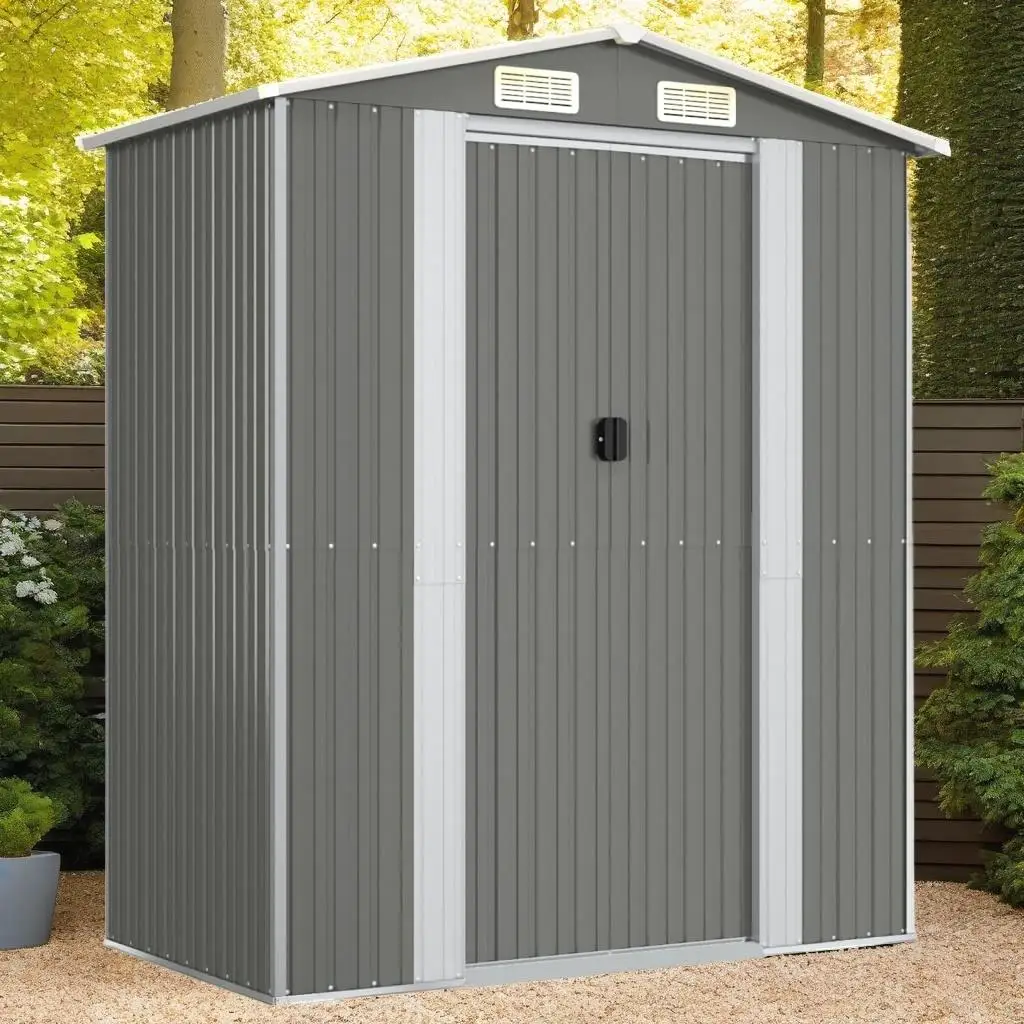 

Light Gray Garden Shed - 75.6x42.5x87.8 Galvanized Steel Storage Solution