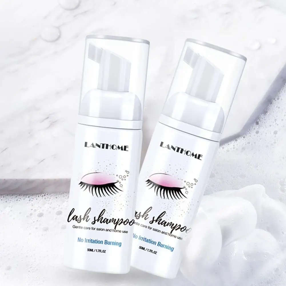 50ml Wimperextensions Borstel Shampoo Kit Wimperverlenging Make-up Pomp Ontwerp Schuimlijm Lash Stimulatie Geen Schoon Cleansin P7P4