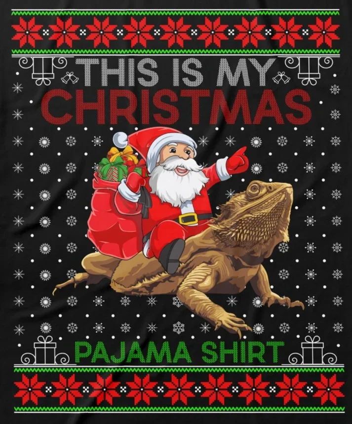 

Funny Santa Riding Bearded Dragon Ugly Christmas Sweater T-Shirt 100% Cotton O-Neck Short Sleeve Casual Mens T-shirt Size S-3XL