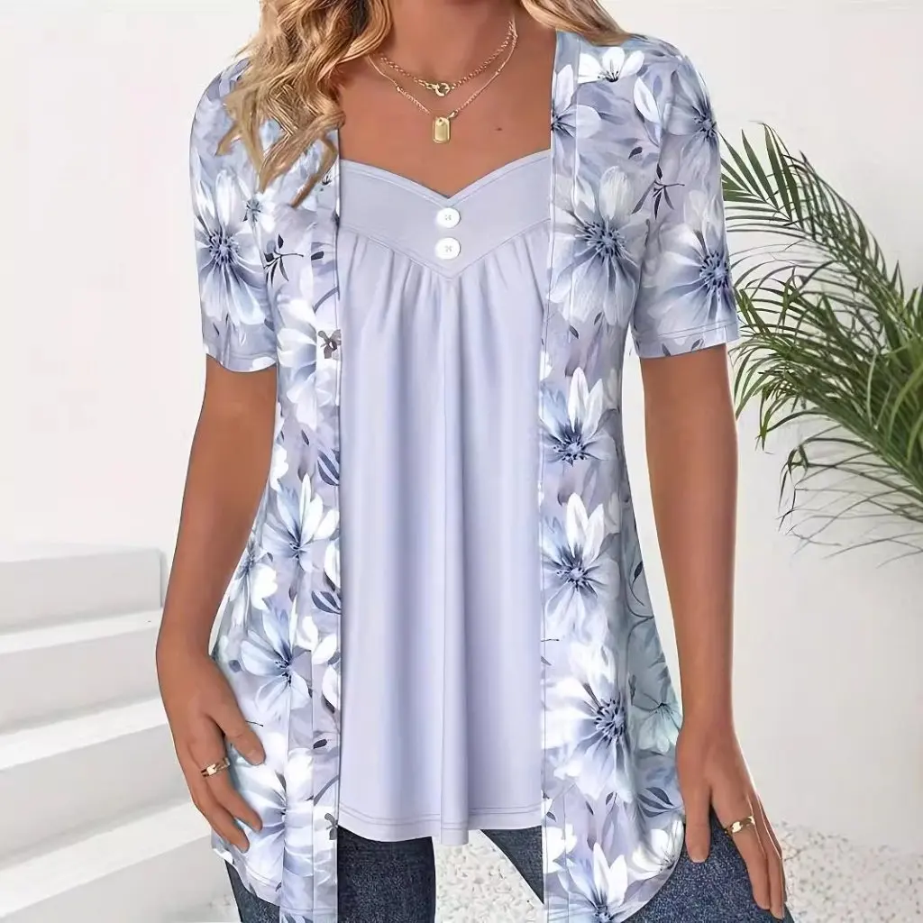 Camiseta de manga larga con botones para mujer, camiseta estampada a la moda, estilo europeo americano, Otoño Invierno, nuevas existencias, ropa de talla grande
