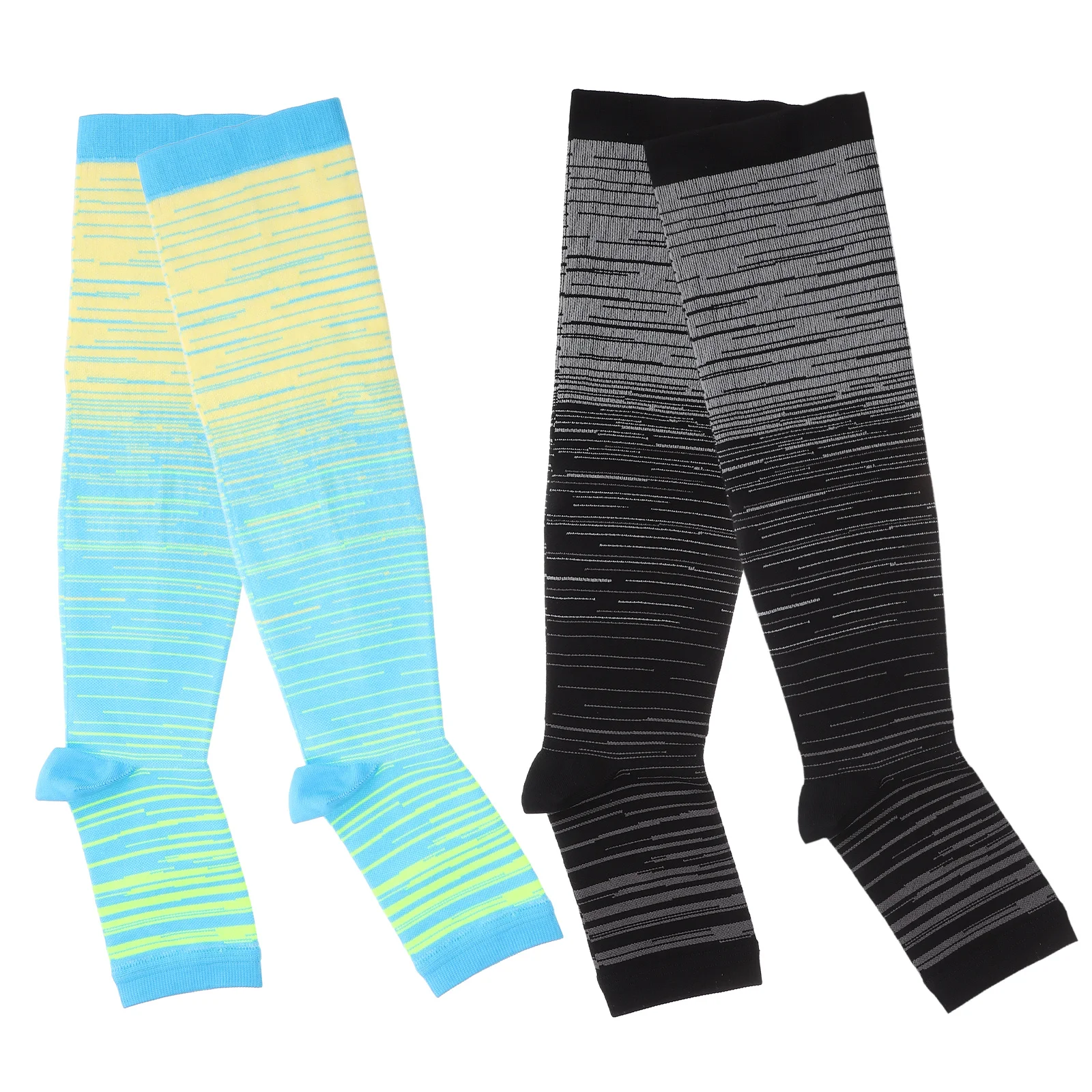 

2 Pairs Compression Socks L Size Footless Calf Leg Sleeves Stockings Half Toe Open Womens Yoga Sweat Wicking Long Tube