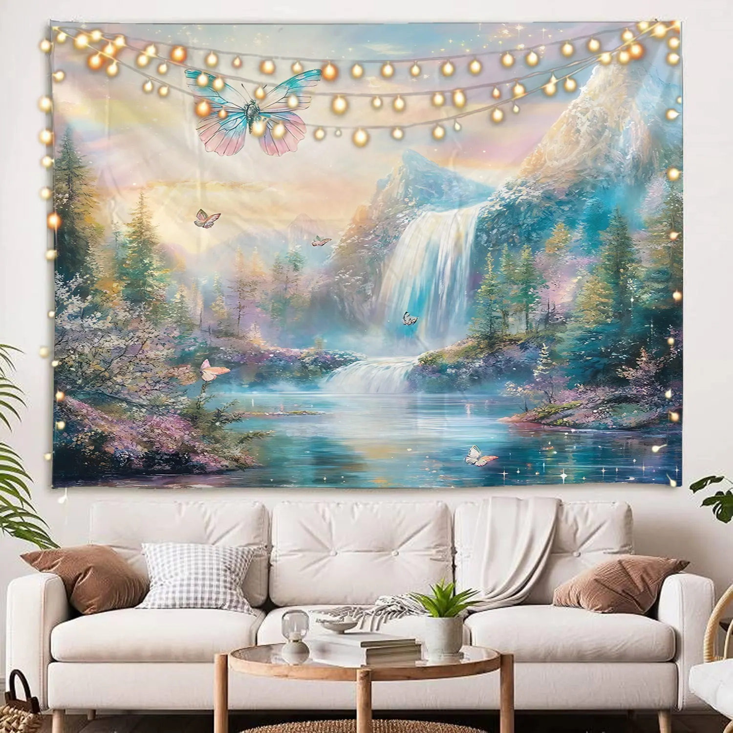 

Dreamy 3D waterfall landscape background decoration tapestry home living room background decoration