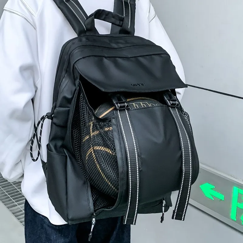 Korean Fashion Men Daypack College Students Schoolbags Gym Sports Basketball Rucksack Large-capacity Waterproof Travel Backpack