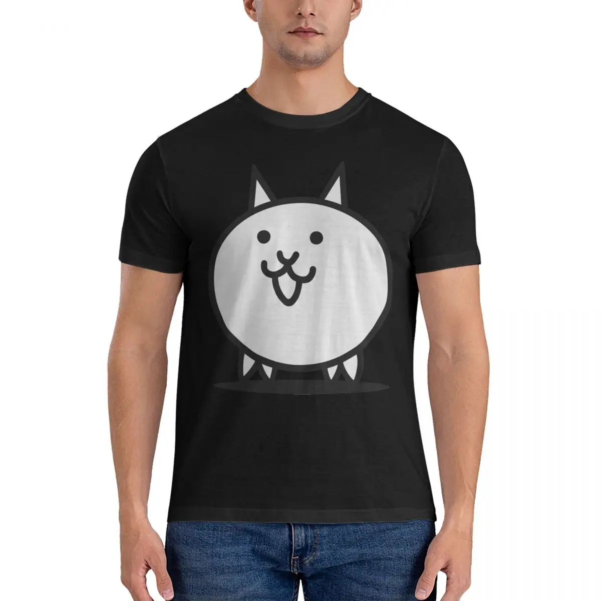 

Футболка мужская с круглым вырезом, Повседневная рубашка из чистого хлопка, с коротким рукавом, с изображением кошки, подарок на день рождения