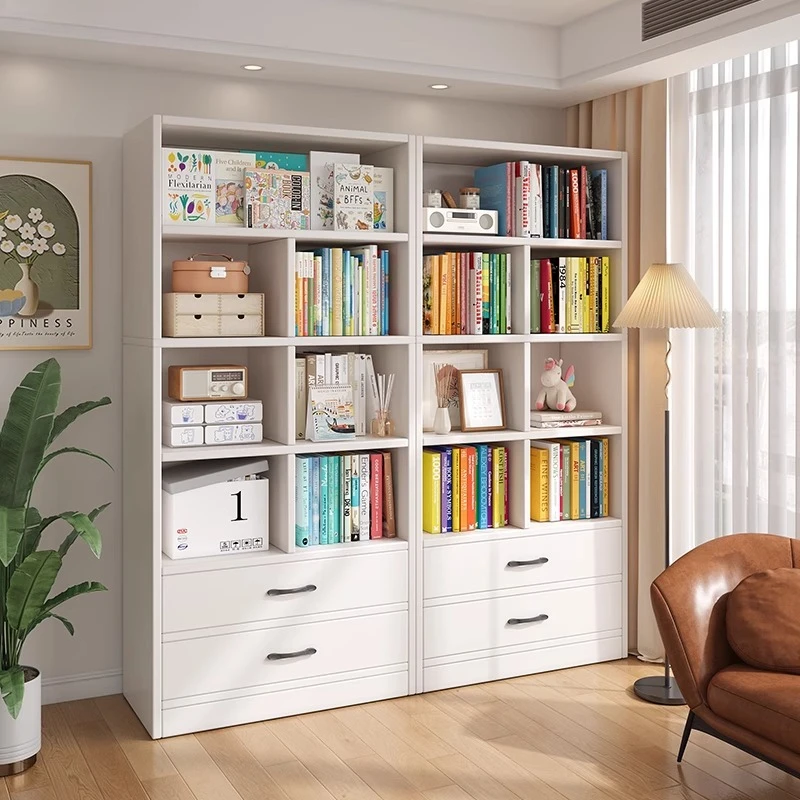 Bookshelves Floor-to-ceiling shelves Integrated against the wall Library